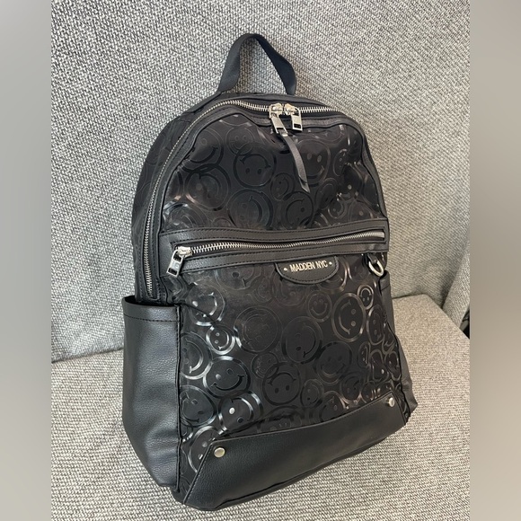 Steve Madden Black Embossed Backpack - Picture 1 of 16